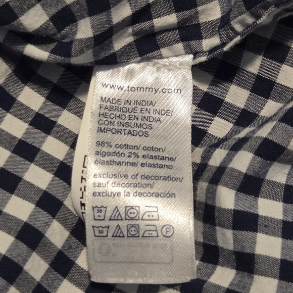 Tommy Hilfiger Men Classic Fit Stretch Navy Blue Plaid Button Down Shirt Size XL - Picture 9 of 10